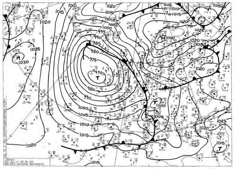 9: Campo di pressione al suolo: 20 novembre 2002, 18 UTC