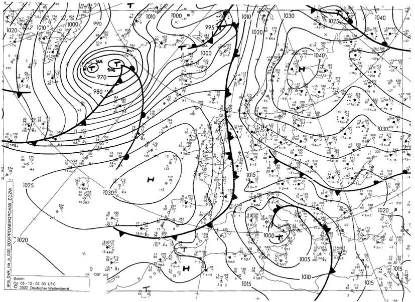 13: Campo di pressione al suolo: 3 dicembre 2002, 00 UTC