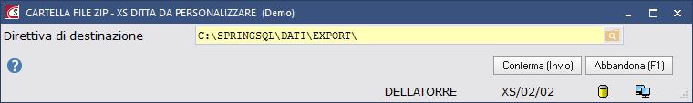 (Invio) Sarà creato un file in formato ZIP nella cartella indicata a video.