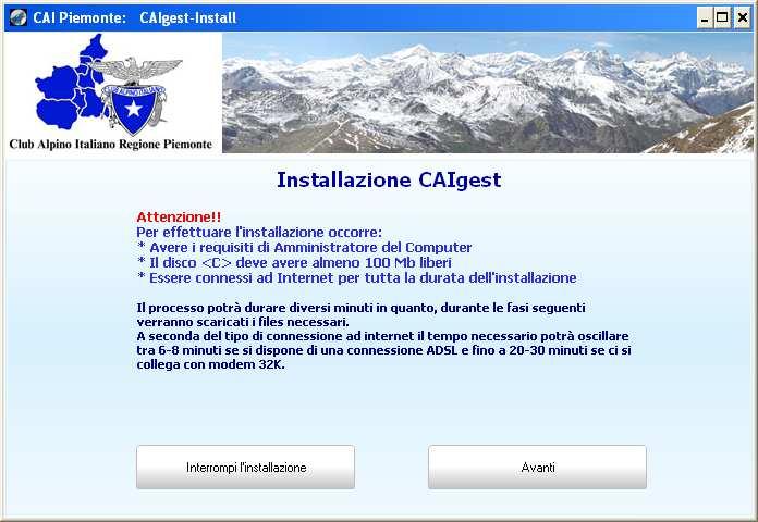 Documento guida per l installazione di CAIgest. Scaricare dalla pagina web il programma CaigestInstall.exe e salvarlo in una cartella temporanea o sul desktop.