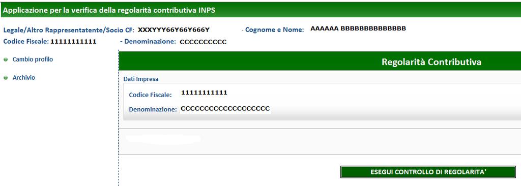 reale premendo il tasto «Esegui controllo di regolarità» La verifica della regolarità può