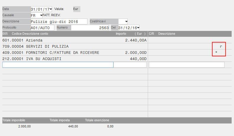 Alla conferma dell operazione contabile, il programma visualizza il messaggio: in quanto l importo presente nella finestra dei