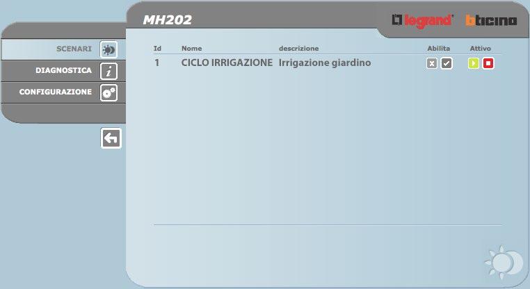 MH0 Ora lo scenario è completo, se vuoi renderlo ciclico imposta SÌ in Proprietà scenario/ripeti Azioni ( ), clicca ( ) per salvarlo e clicca ( ) per tornare nell area globale del software dove