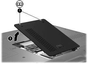 8. Sollevare dal computer il coperchio dello scomparto dei moduli di memoria (2). 9. Per rimuovere il modulo di memoria, seguire le istruzioni riportate di seguito: a.