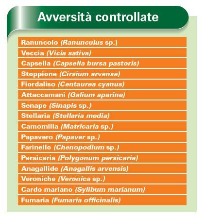 sostituire Mextrol Plus/Superb e Blesal Extra Formulato moderno con isomero attivo a basse dosi (MCPP-P) Ottima miscibilità con vari graminicidi (è un estere) Grande performance tecnica, velocità d