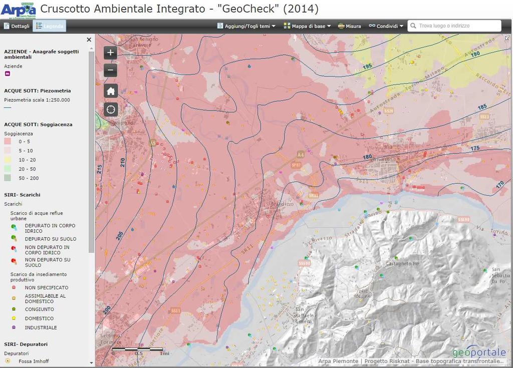 Accesso ai dati con Accesso Client ai GIS datiweb Applicazioni specifiche Layer PIEZOMETRIA-