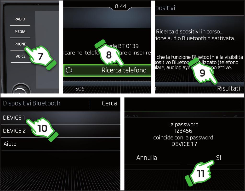 Attivare il Bluetooth e la rispettiva visibilità, vedere passaggi da 4 a 6.