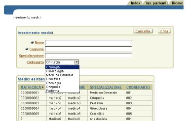 Esempio: un modulo di gestione dei ricoveri (2/2) Le operazioni compiute dal programma sono: inserimento di un nuovo paziente aggiornamento della cartella clinica di un paziente inserimento di un