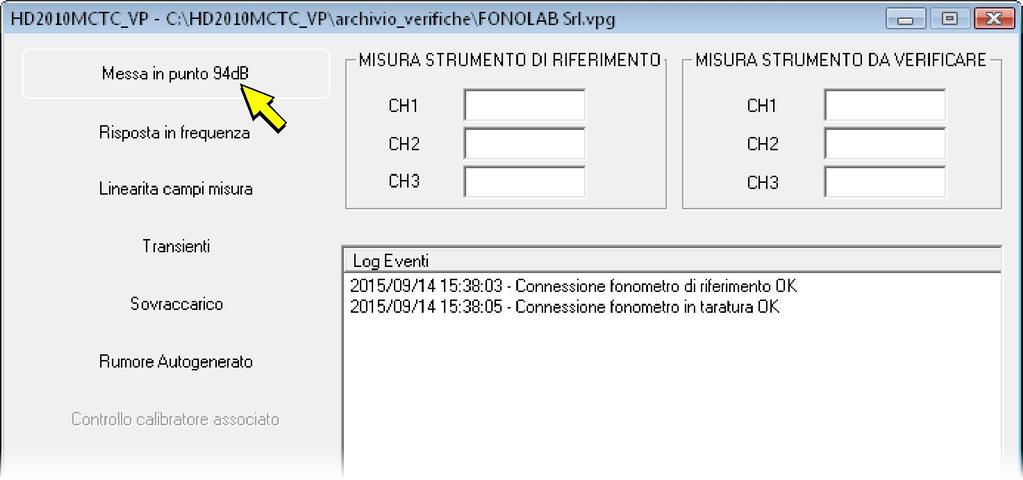 11. Si apre il pannello per la regolazione del