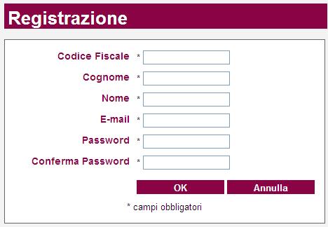 Cliccare su Registrati In questa schermata si devono inserire i propri dati anagrafici, un indirizzo di posta elettronica e scegliere una propria password.