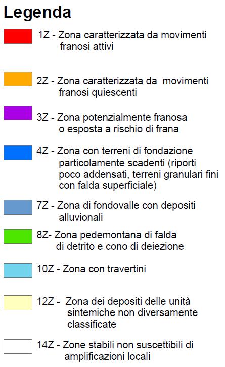 32 La cartografia di M.S di livello 1, di seguito riportata e redatta dalla Regione dell Umbria, indica le zone a diversa pericolosità e/o suscettibilità sismica.