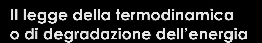 II legge della termodinamica o di degradazione dell energia L