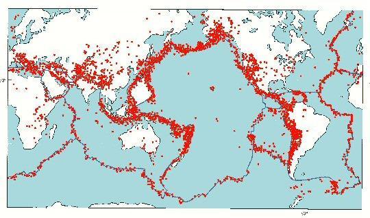 I terremoti non sono distribuiti in misura uniforme sulla superficie terrestre, ma si manifestano quasi esclusivamente in alcune fasce del pianeta.