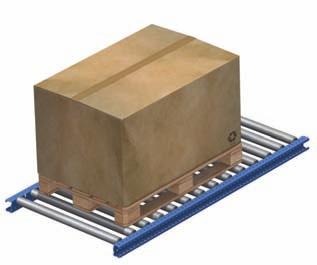 Con questo sistema i pallet devono essere movimentati dal lato stretto, affinché i traversini inferiori dei pallet poggino perpendicolarmente sui rulli e lo spostamento sia più agevole.