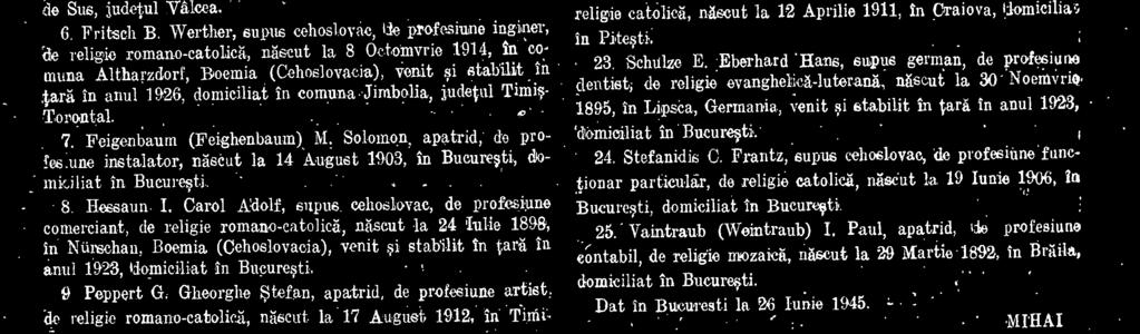 Jiga, apatrid, de profesiune functionar particular, de religie mozaick ngscut la 19 Aprilie 1895, in Turnu- Bavaria, domiciliat in