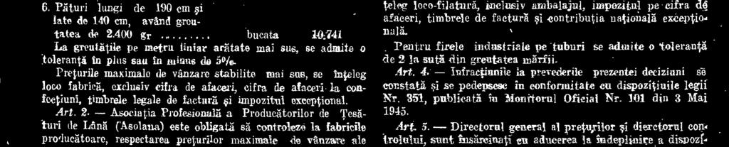 293, publics% in Isloniterul Oficial "Nr. 103 din 5 Mai 1943; In tenienel legil pentru reglemeatarea regimului preturie bor j eireulatiei mirfuriler, Nr.