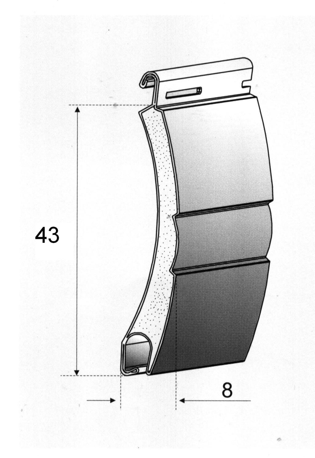 AVVOLGIBILI IN ALLUMINIO Tapparella avvolgibile tipo ALLUMINIO COIBENTATO ALUEC 8 X 43 Avvolgibile alluminio con balza all. estruso tinta unita A8 Avvolgibile alluminio con balza all.