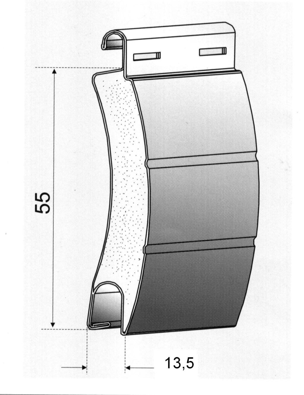 AVVOLGIBILI IN ALLUMINIO Tapparella avvolgibile tipo ALLUMINIO COIBENTATO ALUEC 13 X 55 Avvolgibile alluminio con balza all, estruso tinta unita A13 Avvolgibile alluminio con balza all.