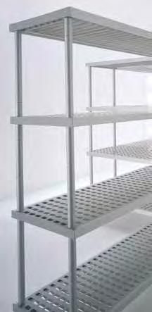 Located on the traverses, completely made in anodized aluminium. Shelves come in fifteen different lenghts: from 00 to 2.000 mm. Two depths: 400 mm - 500 mm. cm lung. - lenght cm prof.
