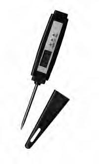 Termometro digitale Digital thermometer Dati tecnici: risoluzione: 0,1 C/0,1 F. Batterie: 1xLR44 1,5V. Ago acciaio inox. Temperatura rilevata dall ago. ON/OFF - C/ F. Blocco temperatura. Sonda cm.