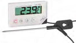 Alimentazione a pila AAA 1,5V. Digital thermometer with double display and two probes of reading: internal and external. Features: Possibility to recall the Min/Max temperatures.