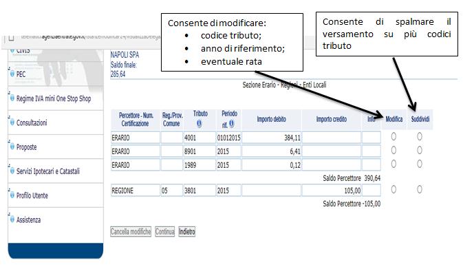 Quindi, se ad esempio, con riferimento al primo rigo (codice tributo 4001) si vuole