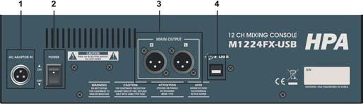 Caratteristiche Generali Connettori Ingressi - XLR per Micro & jack 6,3 per Linea - jack 6,3 per insert su canali 1-2 -3-4 - Jack 6,3 per stereo return & 2xRCA for Tape In Connettori Uscite - XLR e