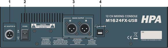 Mixer PRO Questo mixer ha una USB nel pannello posteriore che consente di registrare e riprodurre musica da un PC Un DSP a 24bit consente di utilizzare fi no a 100 preset di effetti digitali da