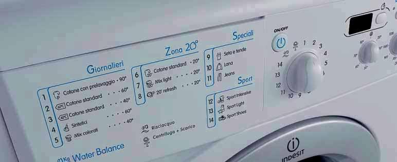 Il sensore Water Balance è attivo durante tutte le dalle lavabiancheria Indesit EcoTime, macchine minori.