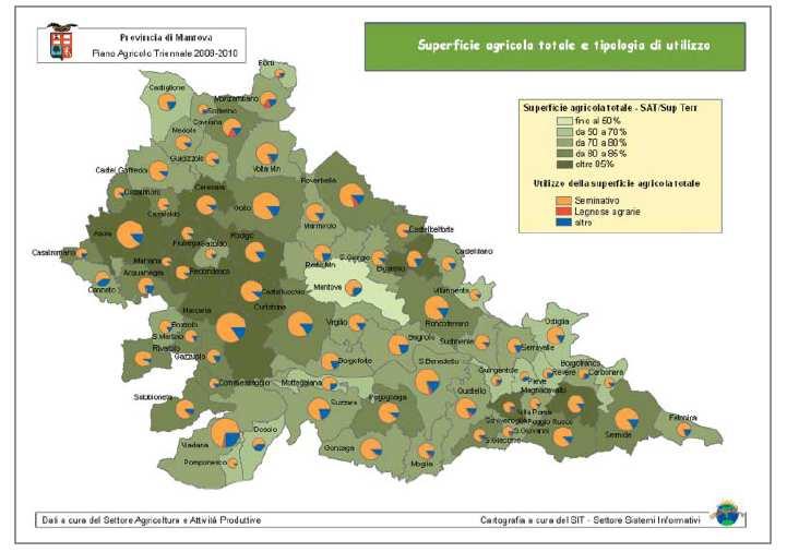 L'assetto agricolo del Comune di Castel Goffredo Coltivazioni e uso del suolo I settori agricolo e forestale interessano circa il 74% della superficie territoriale della Regione Lombardia, con valori