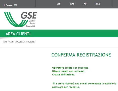 Figura 7 Email di conferma registrazione Cliccando sul link di conferma, si verrà indirizzati a sito web GSE, dove sarà necessario confermare la registrazione digitando i caratteri che appariranno in