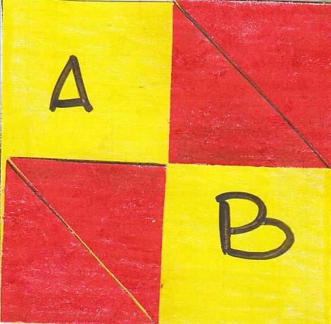 A questo punto vengono consegnati ai ragazzi 8 triangoli rettangoli isosceli e si chiede loro di disporli in modo da riformare il quadrato sull