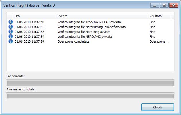 Informazioni su Nero SecurDisc Viewer 13.3 Verifica dell'integrità dei dati Nero SecurDisc Viewer consente di controllare l'integrità dei dati di un disco SecurDisc tramite la funzione checksum.