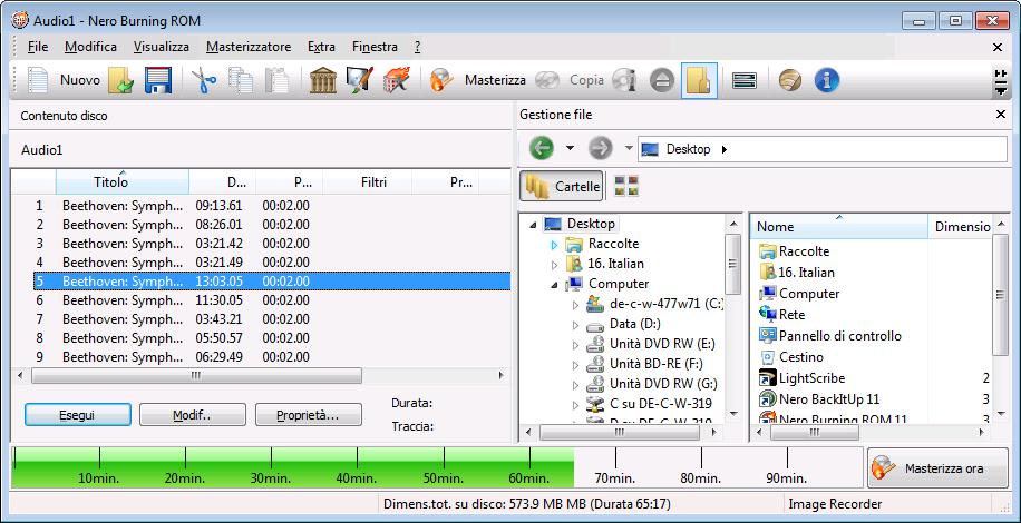 CD audio e file audio Schermata di compilazione - CD audio I titoli visualizzati in genere non corrispondono ai nomi dei file.