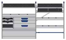 tappetini 1 ripiano con bordo completo di 3 divisori e tappetini 3 cassetti con divisori e tappetini 1 guida di ancoraggio 2 T-BOXX su vassoi estraibili 1 valigetta su vassoio estraibile 1 ripiano