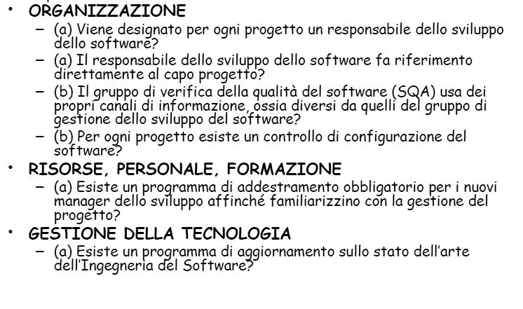 Accertamento Le domande, divise in due categorie (a e b), sono a risposta booleana (Si/No) ed ognuna di esse, correlata ad una key area, è associata ad un livello di maturità da 2 a 5.