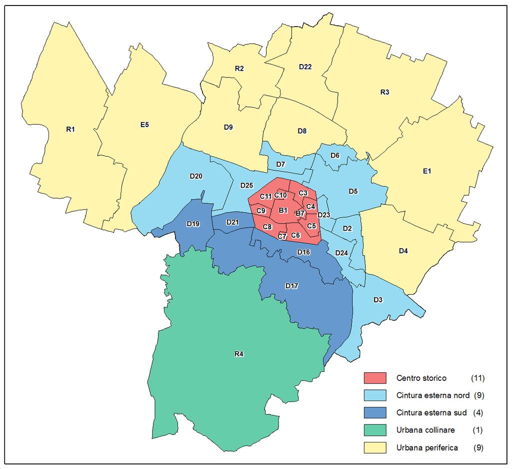 11 Le quotazioni nelle zone OMI del comune di Bologna Anche il territorio del comune di Bologna viene suddiviso dall Osservatorio del Mercato Immobiliare dell Agenzia delle Entrate in macroaree