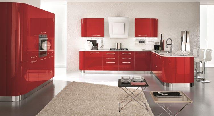 01O57 Cucina con frigo DX L.345 P.60 H.240 GISELLE \ rosso 1.
