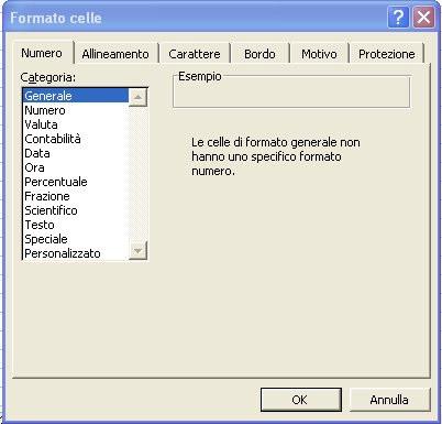 .. dal menù Formato o cliccando il tasto destro del mouse e selezionando Formato celle.