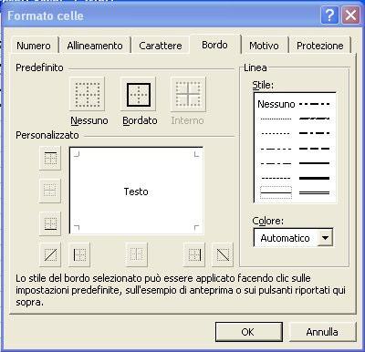 delle cifre decimali, il simbolo della valuta e il tipo di visualizzazione dei valori negativi Data: il tipo di visualizzazione della data (15/3, 15/03/2005, 15/2/05.