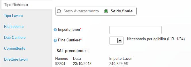 I dati delle schede successive a parte quella del Richiedente vengono automaticamente riempiti con i dati recuperati dal protocollo indicato nella