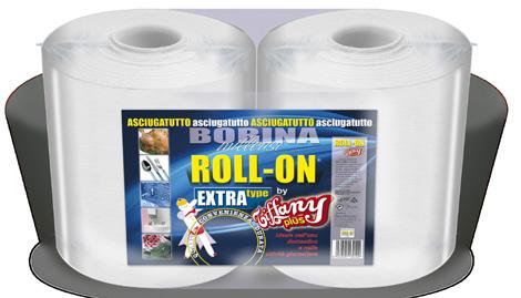 ROTOLI INDUSTRIALI TIFFANY ROLL ON EXTRA TYPE S45/80 Pura ovatta di cellulosa liscia Altezza 23 cm Imballo 2 rotoloni Pallet 70 coppie 1/2 Pallet 35 coppie Cod.