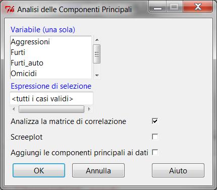 dimensionali e poi analisi delle componenti principali