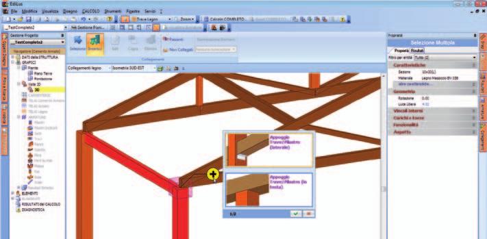 aste in legno vengono eseguite verifi che a pressofl essione, taglio e instabilità considerando anche