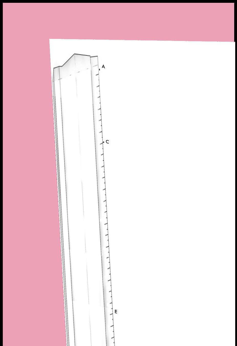 Mantenendo il righello nella stessa pozione, segna anche il punto E Per tracciare le linee orizzontali, Tieni il righello sul