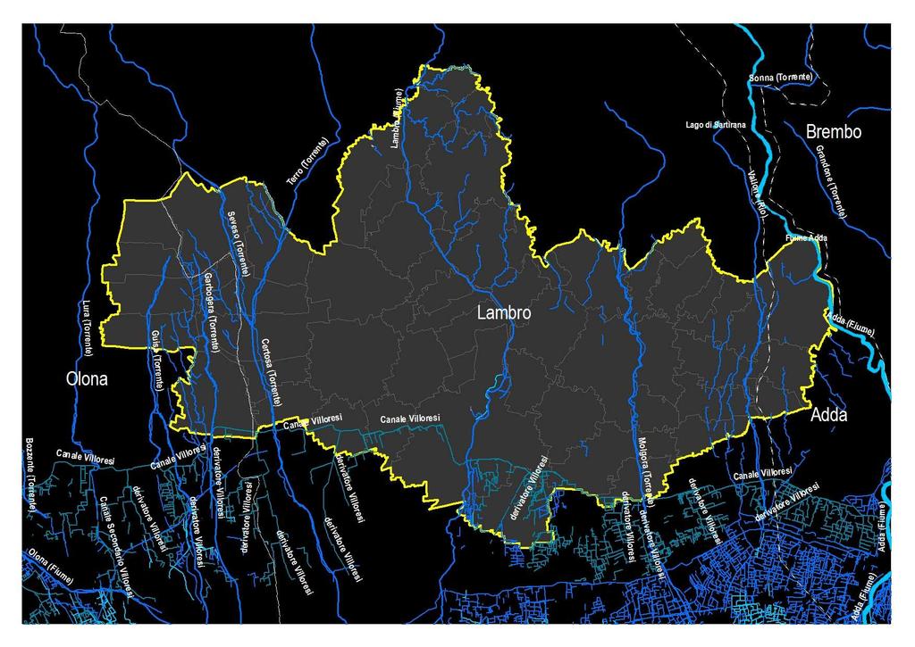 I bacini idrografici Seveso Area densamente urbanizzata, priva di corsi d acqua superficiale.