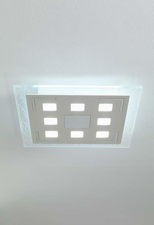 CLEOFE Désian R&D Lampada a LED da soffitto a diffusione. Corpo in alluminio verniciato con possibilità elementi di diversi colori secondo palette RAL. Illuminazione superiore e inferiore.