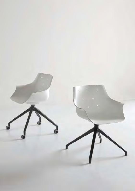 CHAIRS / SEDIE MORE Favaretto & Partners Design 57 60 MORE ST Chromed or white painted sled steel frame, techno polymer shell. Struttura a slitta, cromata o verniciata bianca, scocca in tecnopolimero.