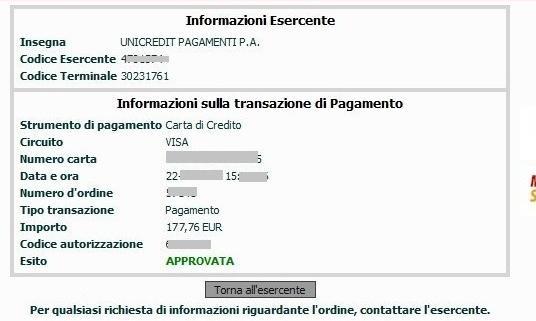 codice di controllo per pagare online (se