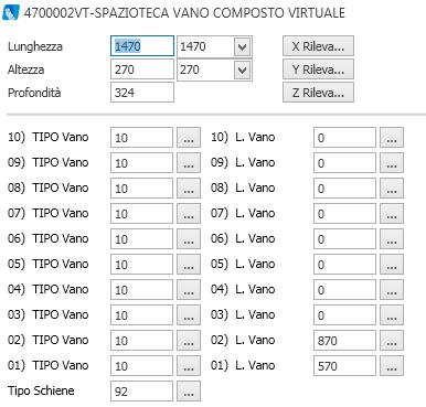 parametri del vano: